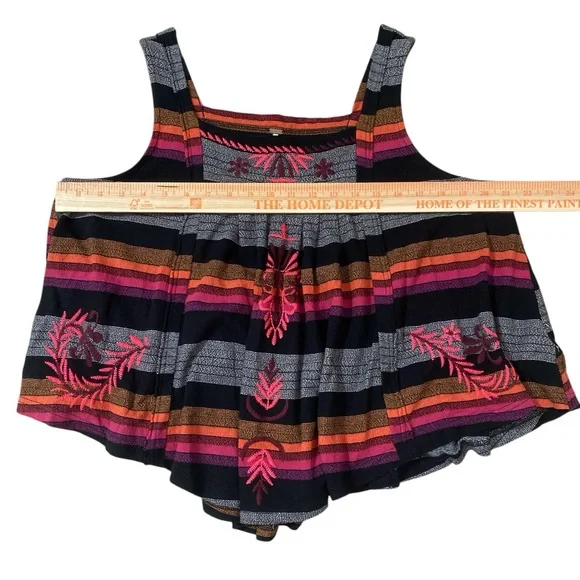 Free People Vintage Striped Sleeveless Swing Tank Top boho hippie festival - Picture 6 of 7